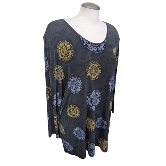 Vintage Picadilly Plus Womens 2X Top Small Black Slinky Knit Long Sleeve Travel - Picture 4 of 5